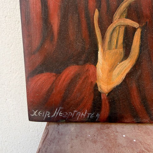 Handmade Saint Nicholas Icon on Natural Wood used, Georgantea
