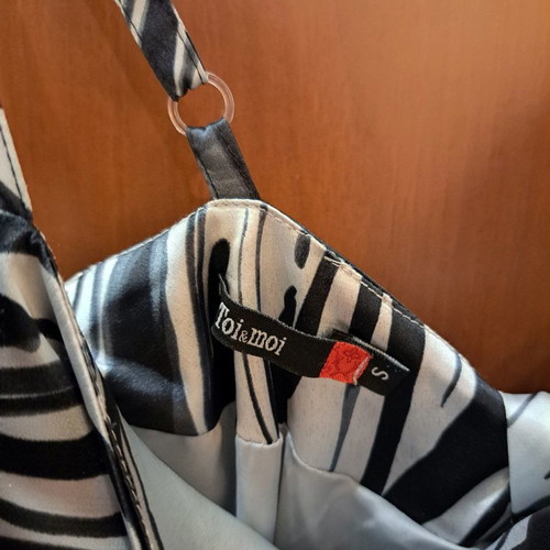 Toi&Moi dress used, black and white satin, size S