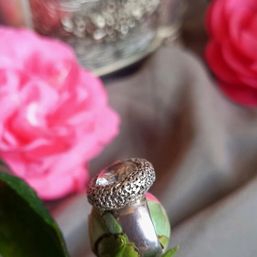 925 ring with zirconia used, size 17, vintage