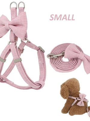 Dog and Cat Harness and Leash Set Pink with Bow new