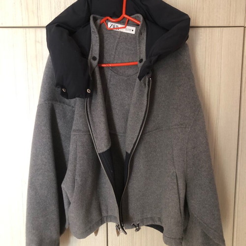 Zara gray jacket with detachable hood used, size L/XL