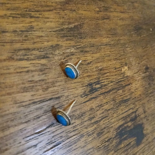 Vintage women's earrings with blue stone used