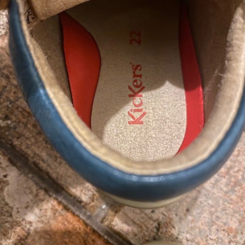 Kickers leather boots like new, size 22, blue and brown
