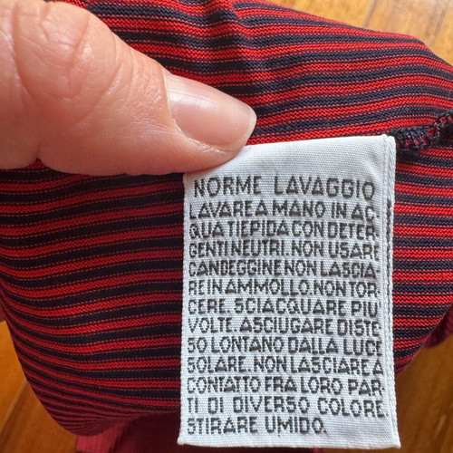 Vintage Schiatti & C. shirt like new, red-black stripe with denim collar