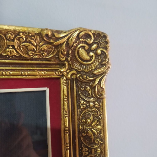 Embroidered framed artwork used with DMC threads and glass