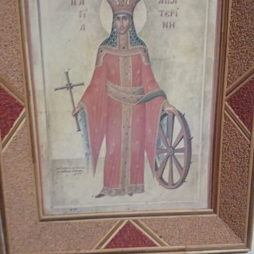 Handmade folk icon of Saint Catherine like new