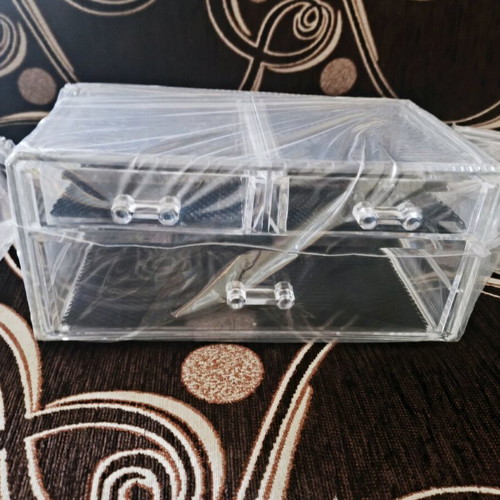 Set of 3 transparent jewelry boxes new with 3 drawers, 3 compartments and box