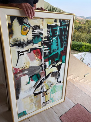 Handmade painting 1.09 x 0.79 m with frame