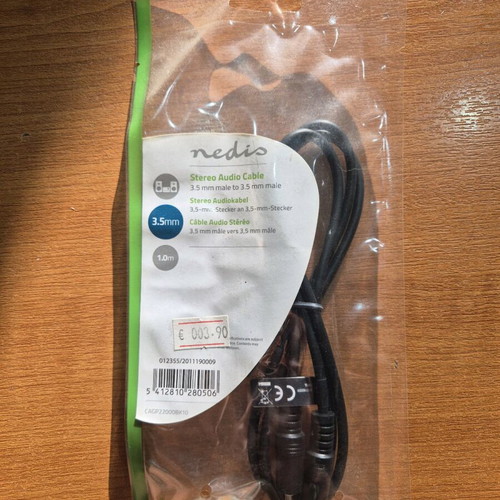Nedis Stereo Audio Cable new 3.5mm male to 3.5mm male