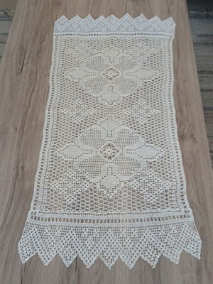 Handmade crochet set with small runner 90x40cm and two identical squares 70x80cm new