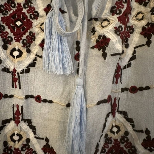 Boho women's blouse like new, size Small, light blue