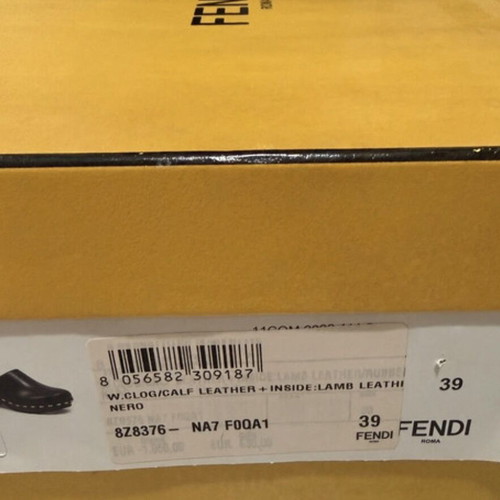 Fendi First clogs calf leather like new, black, size 39