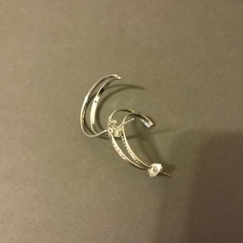 Stainless steel earrings like new, double hammered hoops