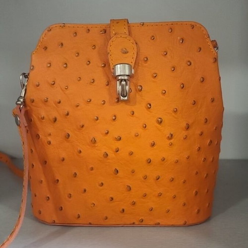 Italian leather crossbody bag orange new
