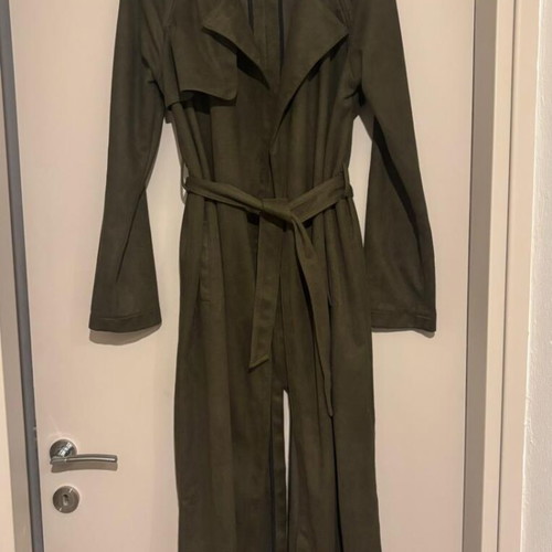 Religion faux suede trench coat very long new green