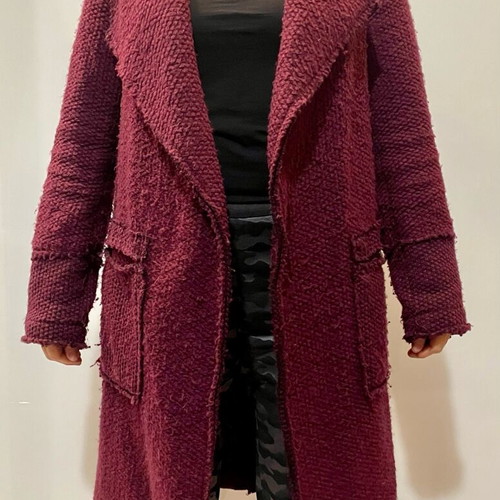 Sunny Studio women's wool coat burgundy like new, open front