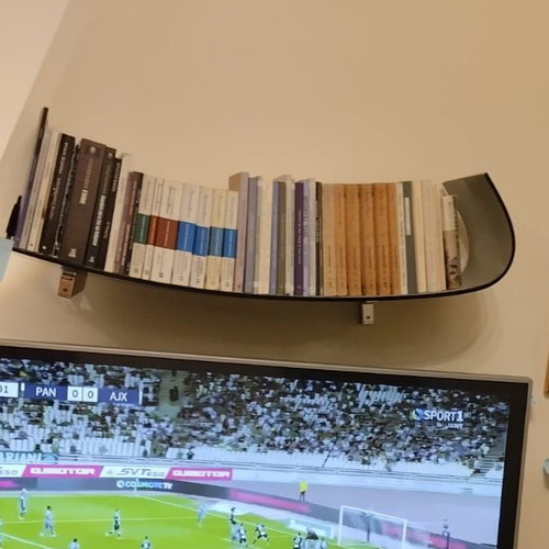 Calligaris glass wall shelf, black Fime, modern design