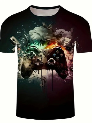 Men's gaming T-shirt XXL new, black