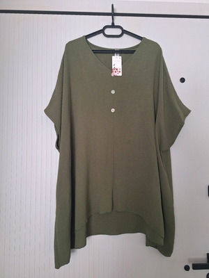 Plus size khaki blouse with wrinkle-free fabric 9XL