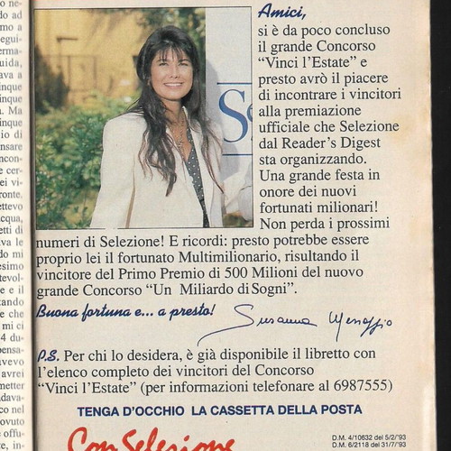 Selezione Reader's Digest 1993 used magazine 18.5x13.5 cm, 175 pages