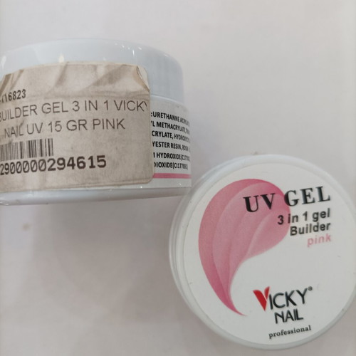 Vicky Nail UV Gel 3 in 1 Builder ροζ, σετ 2 τεμ.