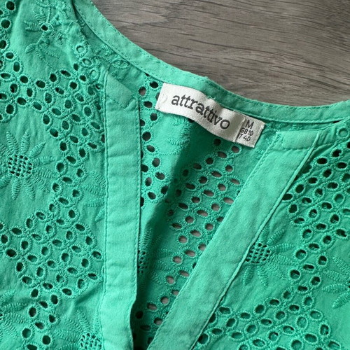 Attrattivo women set green like new, cotton trousers and blouse