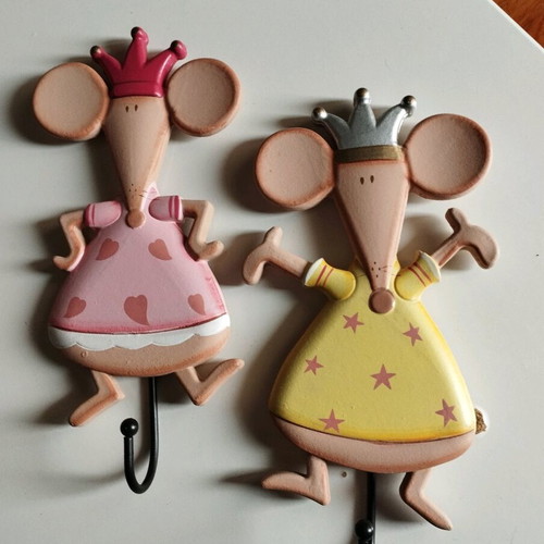 Wall hooks like new, ceramic, pastel colors, ideal for kids' room