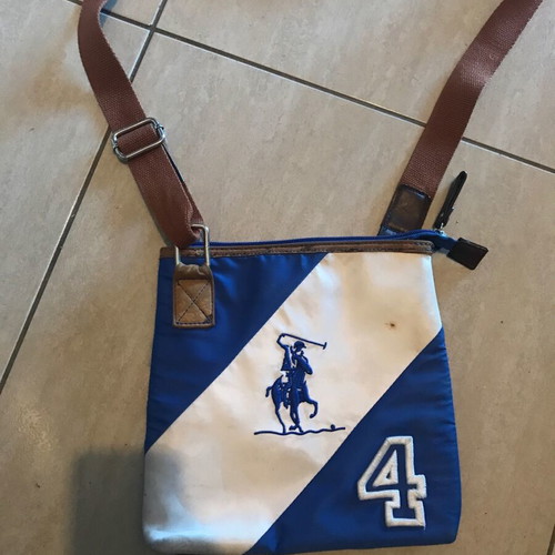 Polo shoulder bag used, white and blue