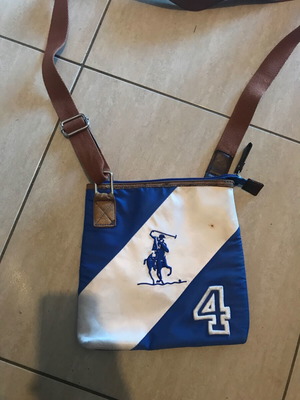 Polo shoulder bag used, white and blue
