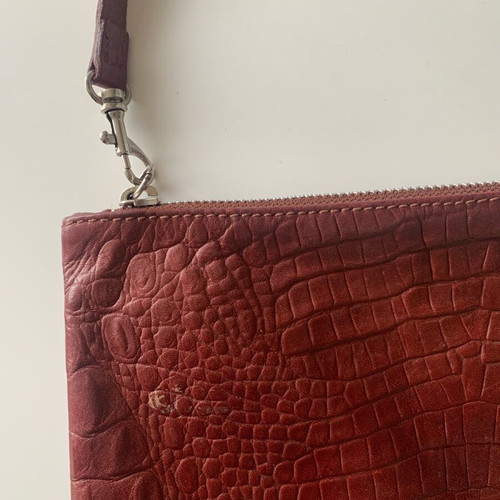 Leather shoulder bag used, burgundy