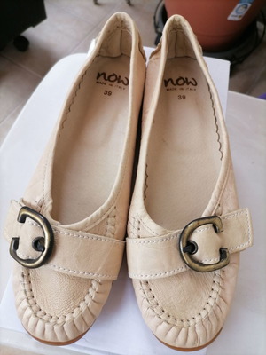 Stefanel leather flat women's moccasins like new, beige, size 39