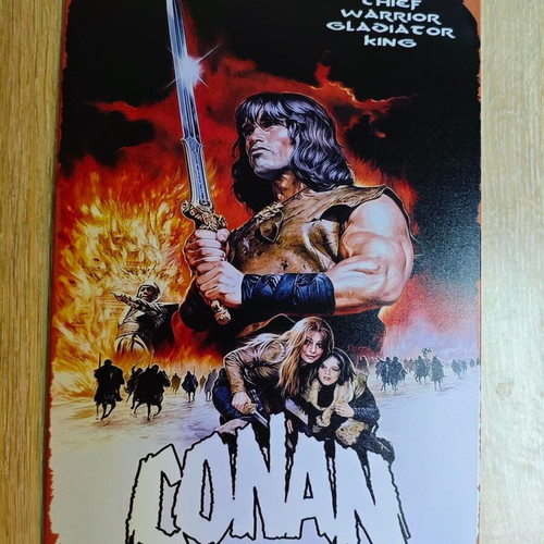 Metal sign Conan the Barbarian Arnold Schwarzenegger like new, vintage
