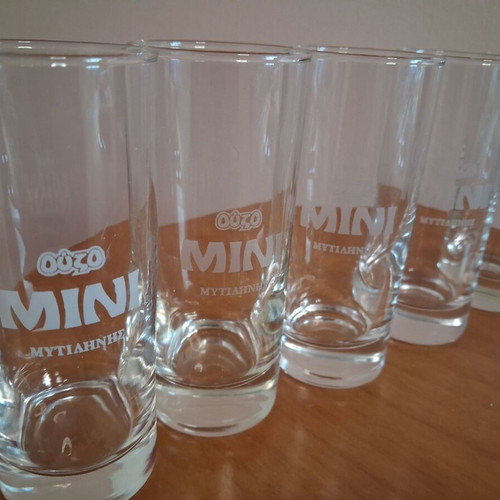 Ouzo MINI set of 5 glasses and 0.25l carafe like new