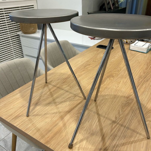 Anakie Metal metal stools used, set of 2, minimalist design