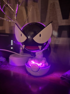Pokémon Gastly lamp humidifier with USB-C cable and water bottle
