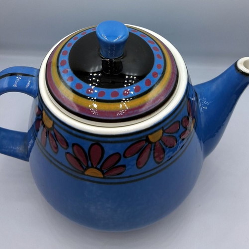 Vintage blue ceramic teapot Keramikos like new