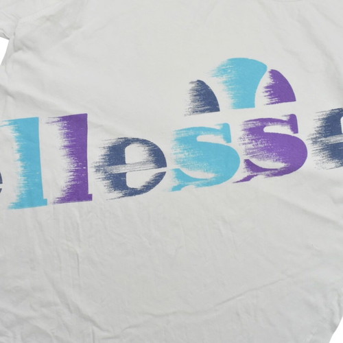 Ellesse 90s Spell Out Logo T-Shirt white blue purple used