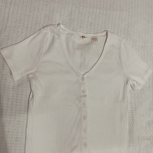 Levi's women's ribbed blouse with buttons and V-neck, like new, white, XS
