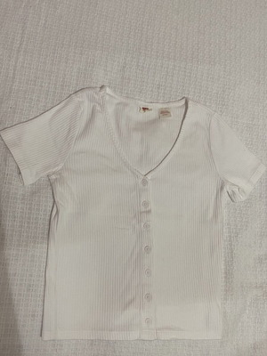 Levi's women's ribbed blouse with buttons and V-neck, like new, white, XS