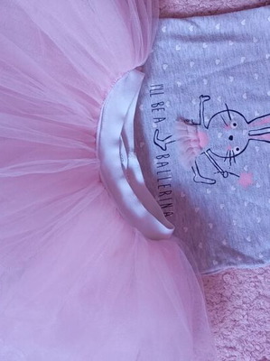 Miss Ebita baby bodysuit and tutu set, 12 months, pink and grey
