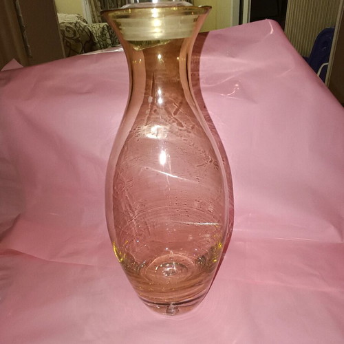 Vintage set of 3 amber carafes and vase like new