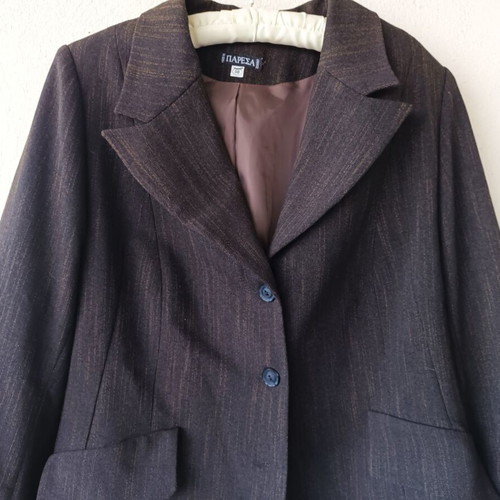 Paresa women's blazer, grey-black with orange stripe, lined, size 58