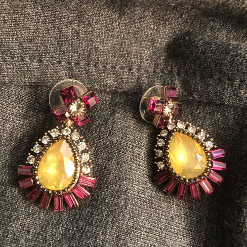 Earrings with crystals and rhinestones like new, multicolored