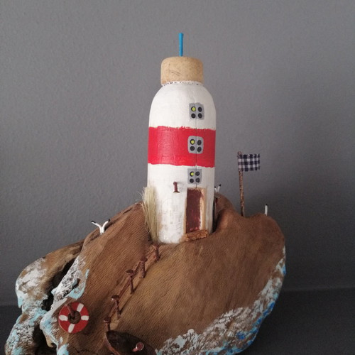 Shabby chic lighthouse made of driftwood new