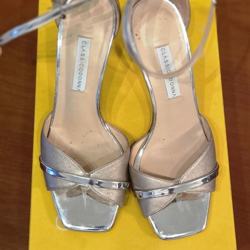 Classico leather sandals size 37 used, beige and gold