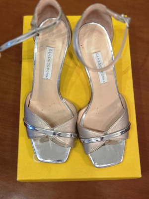 Classico leather sandals size 37 used, beige and gold
