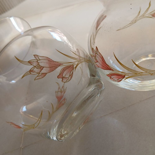 Vintage glass romantic jars with flowers & butterfly tealight holder