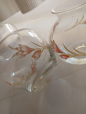 Vintage glass romantic jars with flowers & butterfly tealight holder