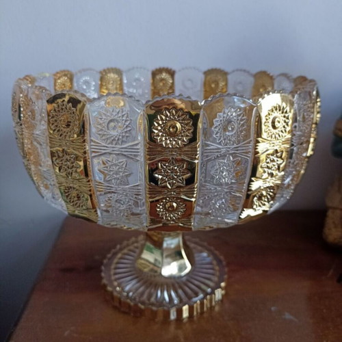 Bohemian Crystal Bowl used with Gilded Designs 22cm Diameter