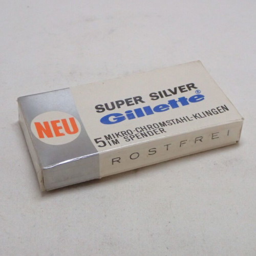 Vintage Gillette Super Silver dispenser sealed with 5 double-edged blades